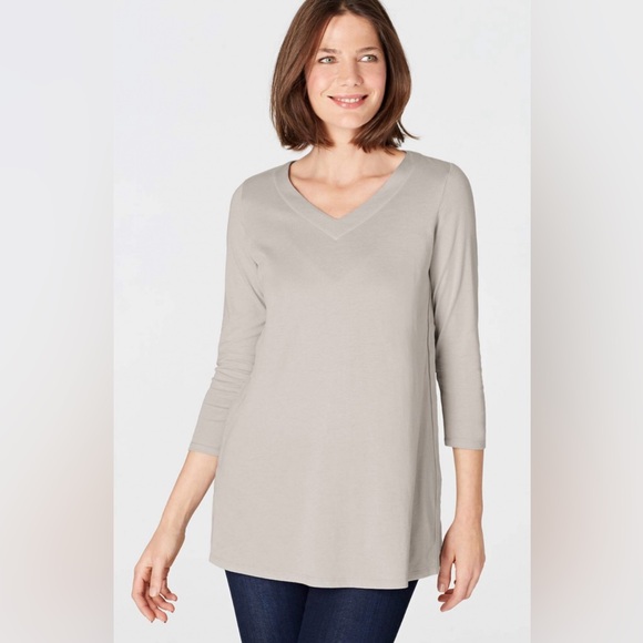 J. Jill V-Neck Side Button Tunic Gray Size Large - Picture 1 of 7